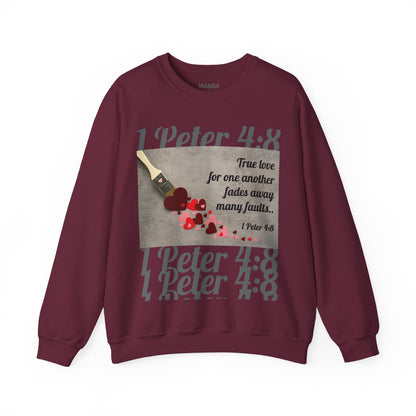 UNISEX SOFT CREWNECK SWEATSHIRT 1 PETER 4:8