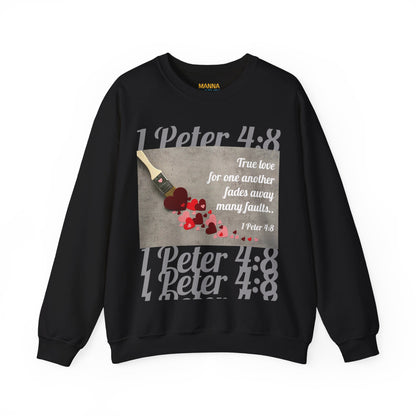 UNISEX SOFT CREWNECK SWEATSHIRT 1 PETER 4:8