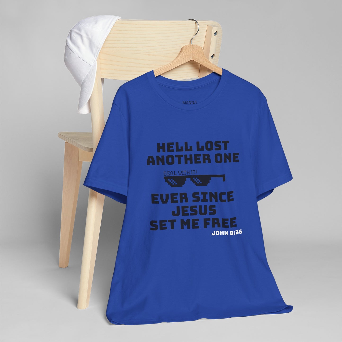 UNISEX CREWNECK JERSEY T-SHIRT HELL LOST ANOTHER ONE JOHN 8:36