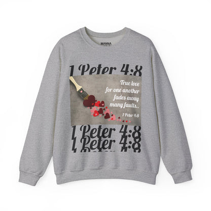 UNISEX SOFT CREWNECK SWEATSHIRT 1 PETER 4:8