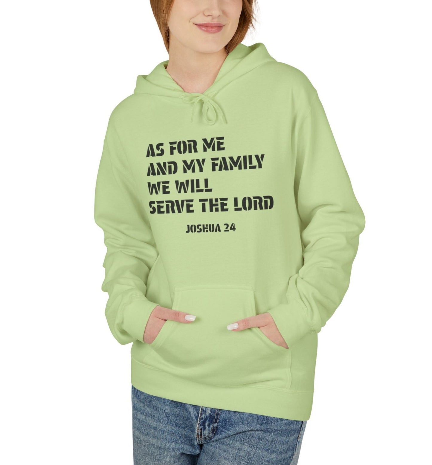 UNISEX ADULT MID-WEIGHT SOFT FLEECE FAMILY MATCHING HOODIE JOSHUA 24 AS FOR ME AND MY FAMILY