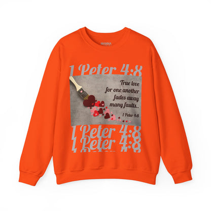 UNISEX SOFT CREWNECK SWEATSHIRT 1 PETER 4:8