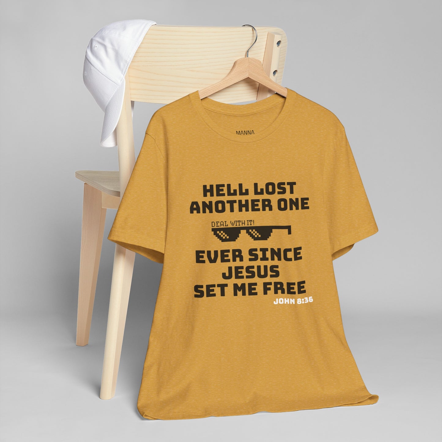 UNISEX CREWNECK JERSEY T-SHIRT HELL LOST ANOTHER ONE JOHN 8:36