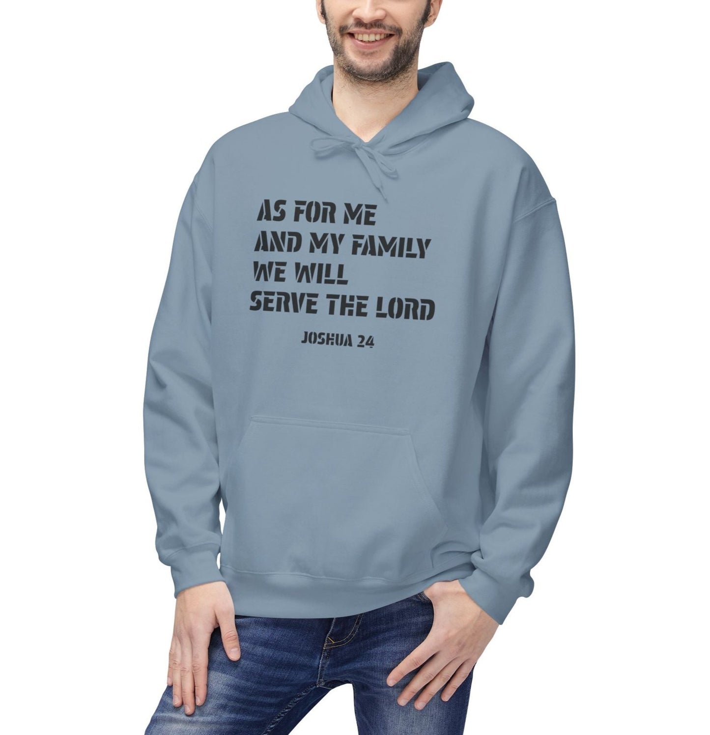 UNISEX ADULT MID-WEIGHT SOFT FLEECE FAMILY MATCHING HOODIE JOSHUA 24 AS FOR ME AND MY FAMILY