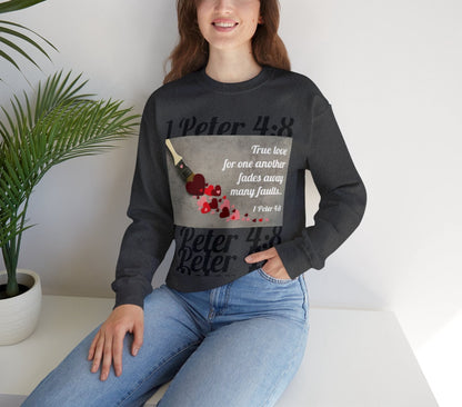 UNISEX SOFT CREWNECK SWEATSHIRT 1 PETER 4:8